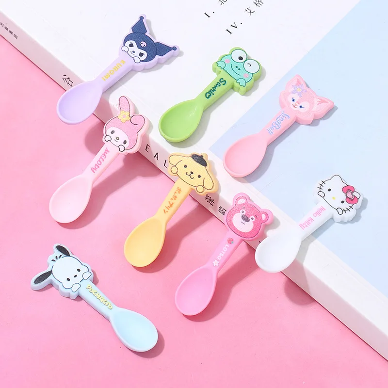 1:12 Mini Cartoon Sanrio Scoop Fork Tableware Resin For Kids Dollhouse Home Decoration Accessories