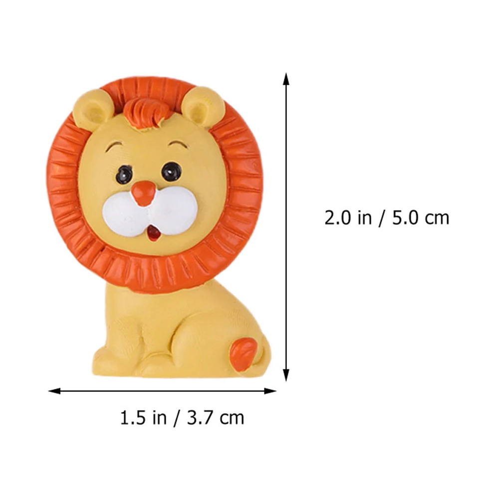 

2 Pcs Animal Cake Decoration Resin Crafts Mini Sculpture Birthday Party nament Lion Home Decor Wind Chime Style