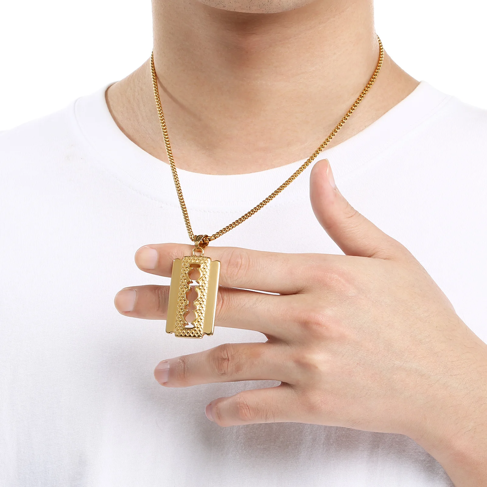 สร้อยคอจี้ใบมีดโกนสองด้านสไตล์ - Fashion Street Singapore บทวิจารณ์และราคา