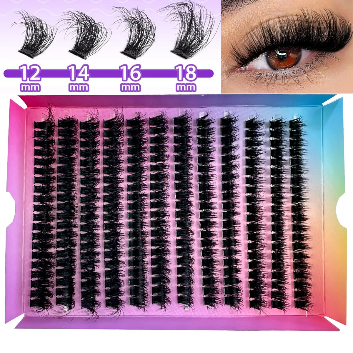 Faux-cils 5D Fluffy Optics, 12 rangées, 70/80/100 Mix Eyelash Grusters, D Curl fissuraminants, Py Individual Lashes, Extensions, Nouveau