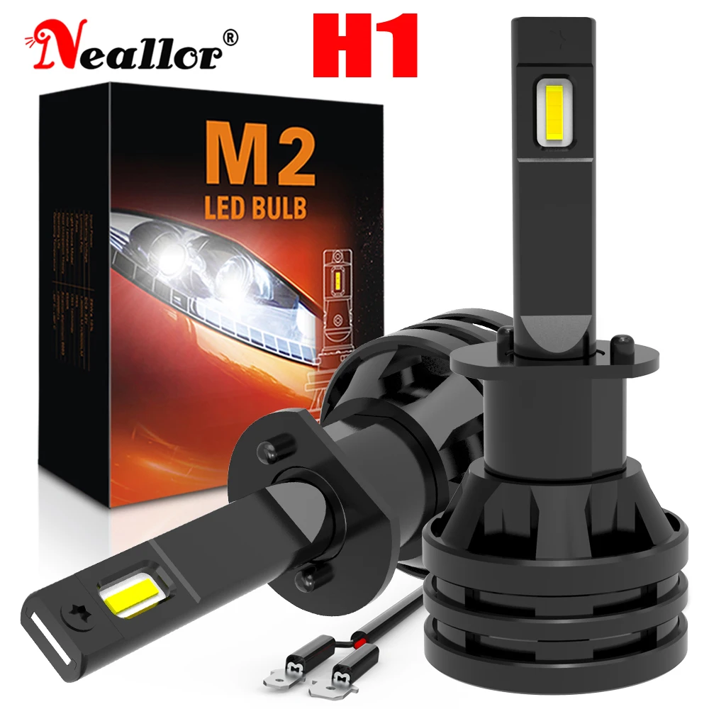 2pcs High Power H1 LED Headlight Bulbs Super Bright Powerful No Adapter Required Car Turbo Diode White Moto Fog Lamp 12v 55W DRL