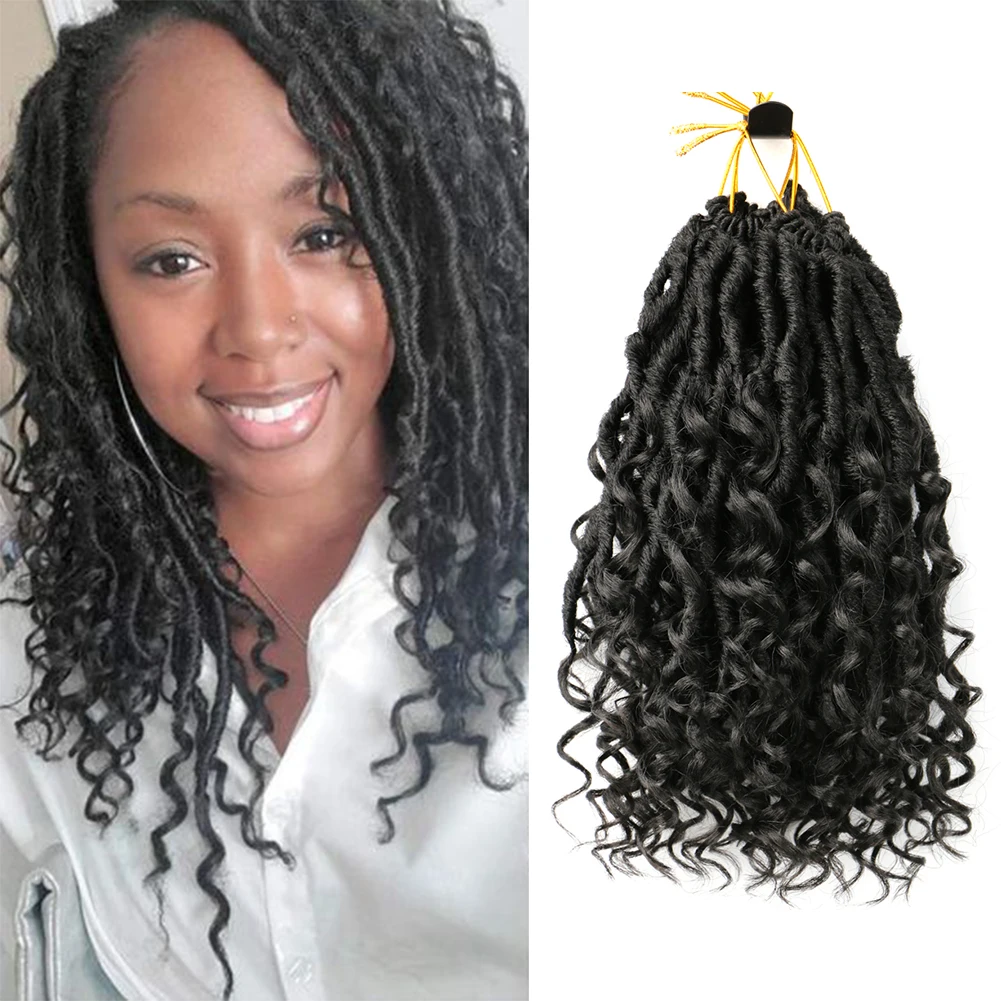 

10 inch Goddess Locs Crochet Hair Synthetic Faux Locs Crochet Hair for Women with Curly Curly Ends Braiding Hair Extensions
