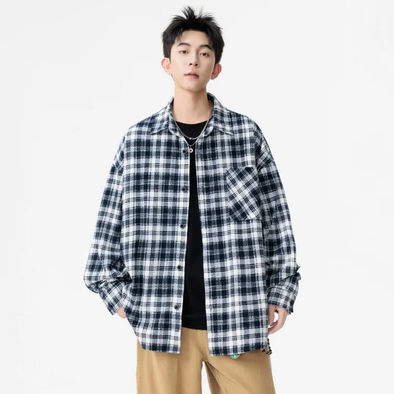

Sanxing Large Size Men's Jaet Casual Hollow out ort Sve Plaid Workwear Faionable American Sle Polyester Fiber