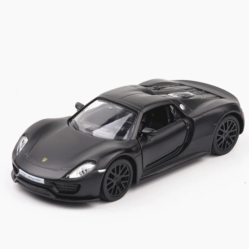 1/36 Porsche 918 เปิดประตูของเล่นรถ Die Cast Alloy MINI ดึงกลับรถเหมาะสําหรับเด็กวันเกิดวันหยุดของขวัญ