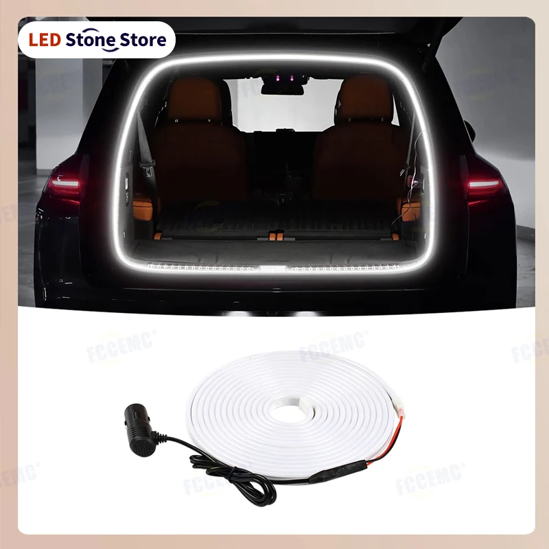 Fita de iluminação LED de 5m para porta-malas de carro com indução magnética, luz decorativa modificada para Tesla Model Y, novos veículos elétricos.