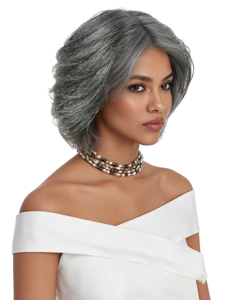 Mix Silver Gray 8 Inch Short Bob Human Hair Wigs For Women 4x4 Lace Closure Pre Plucked Lace Wigs Sophie's