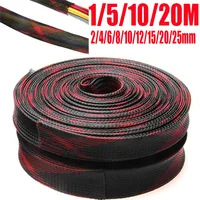 Mangas de Cable expandibles PET de 1M, 5M, 10M, 20M, aislamiento trenzado, glándula de Cable, protección de Cables 2/4/6/8/10/12/15/20/25mm