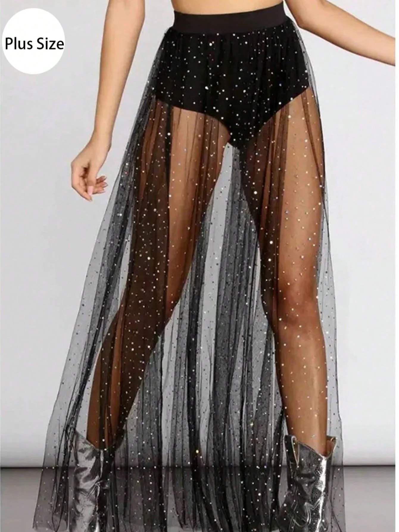 

Сексуальная кружевная полупрозрачная юбка-миди с завышенной талией для женщин