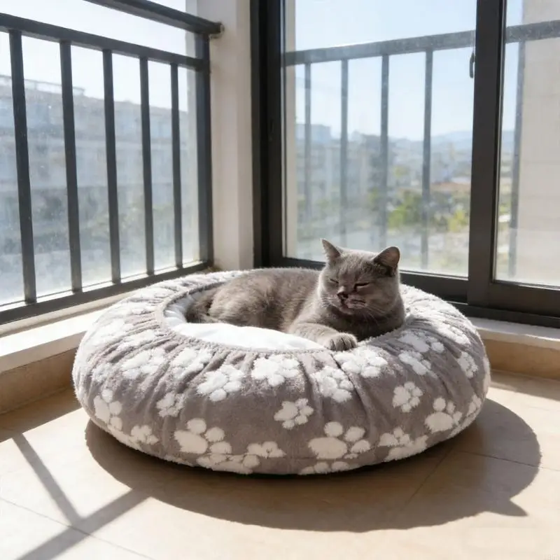 Round Dog Kitten Cushion Replacement Removable Waterproof Comfortable Sleep