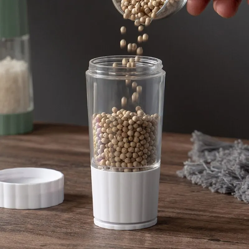 Household Pepper Grinder Rotary Manual Sea Salt Pepper Seasoning Bottle Grinder Glass Seasoning Bottle 1pc
