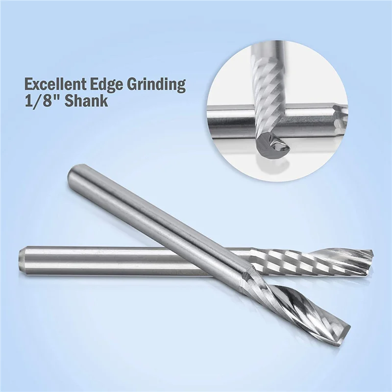 ABUL-30 Pack CNC Router Bits 1/8 Inch Shank Spiral Upcut Router Bit Single Flute End Mill Set Milling Cutter Tungsten Steel