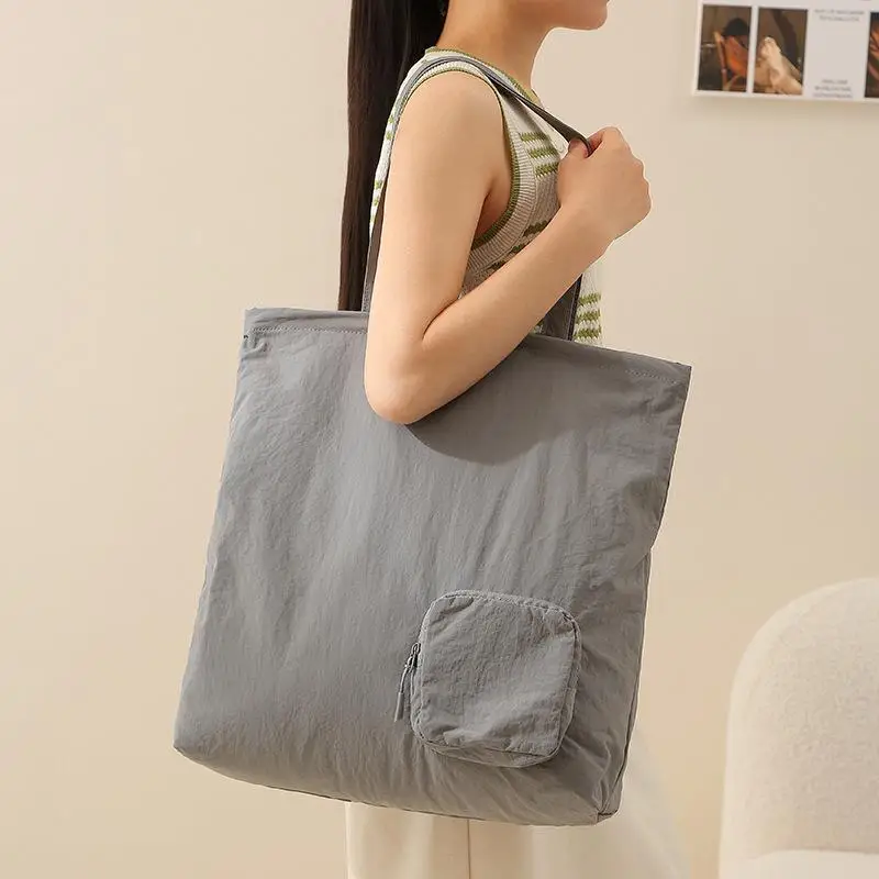 Lässige große Handtaschen, modische Hobo-Schultertaschen für Damen, Einkaufstaschen, Arbeitstaschen, faltbare Reisetaschen – Detail 3