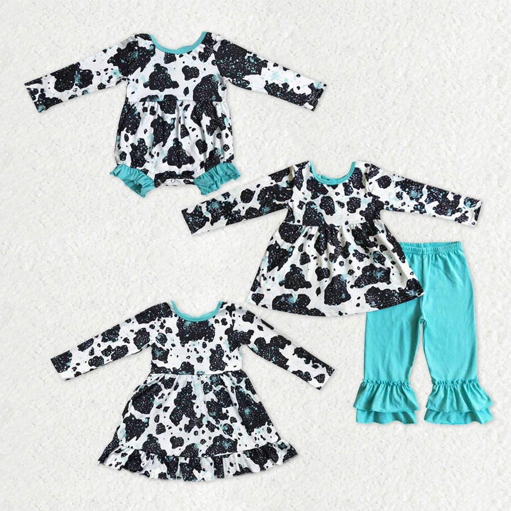 

z1127-13 GLP0305 Summer toddler girls Matching cow pattern long-sleeved pants sets Boutique baby girls clothes sets