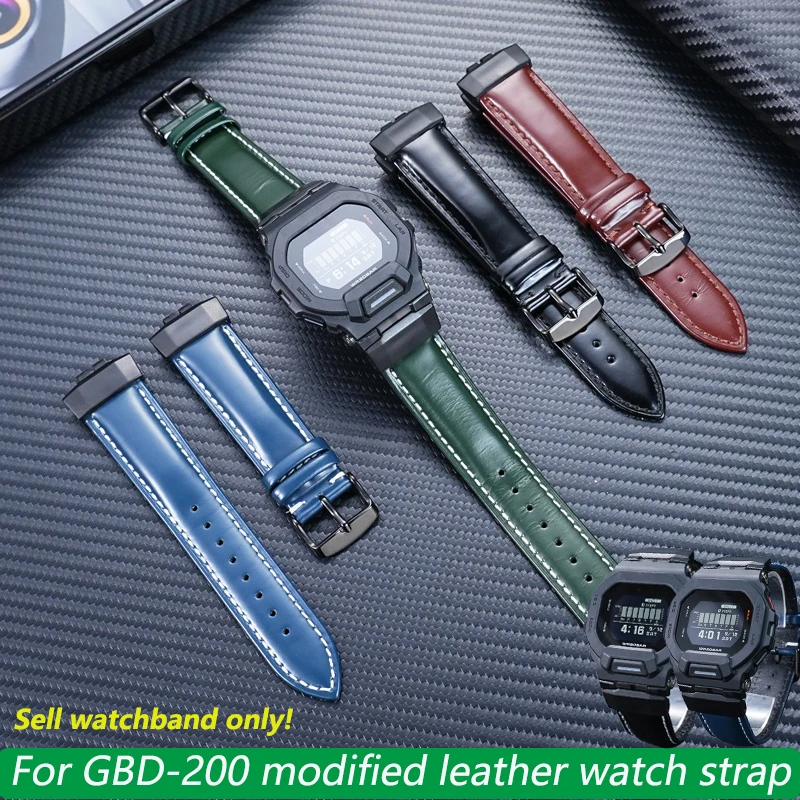 gbd-200-新しい本革時計ストラップカシオ-gbd-200-gbd-200sm-rd-シリーズソフト牛革時計バンドメンズブレスレットアクセサリー