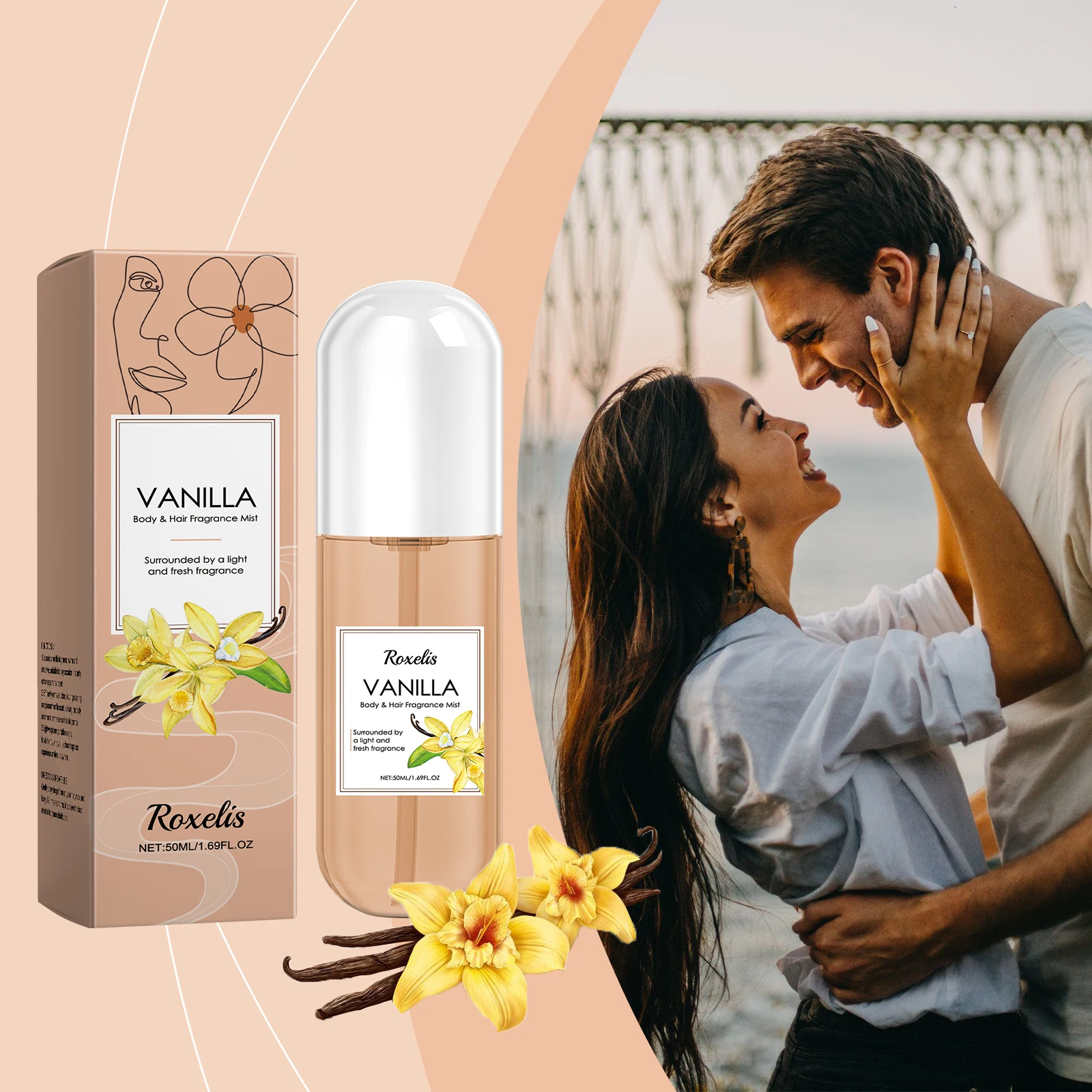 

Vanilla Scented Body Fragrance Spray, Naturally Fresh Light Scent, Long-Lasting Daily Body and Hair Perfume Spray