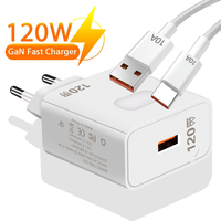 120W GaN USB Charger Fast Charging Quick Charge 3.0 Type C Cable Mobile Phone Charger Adapter For iPhone Huawei Samsung Xiaomi