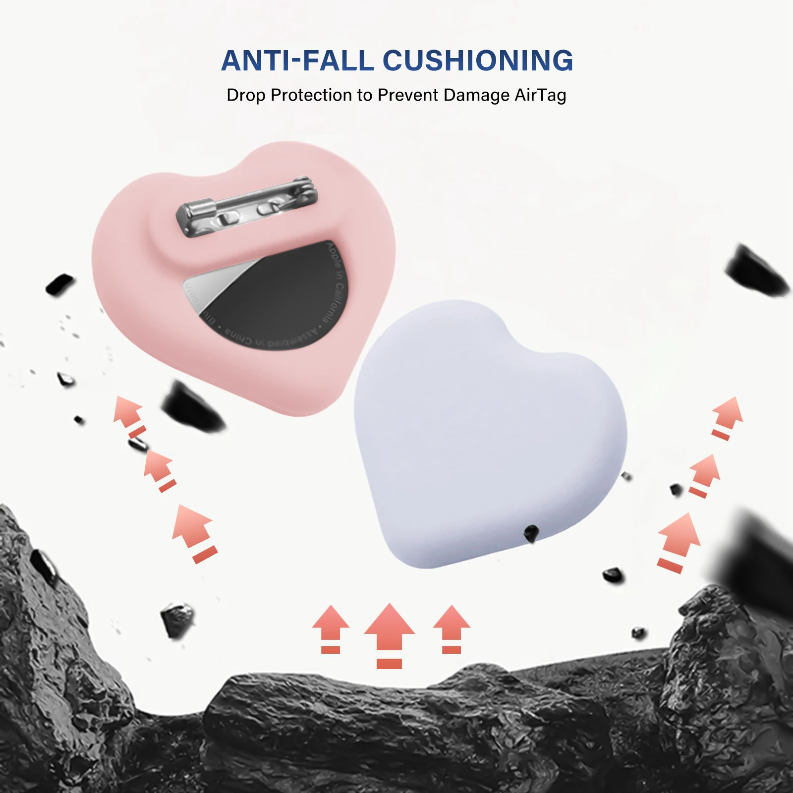 어린이를 위한 AirTag 숨겨진 홀더, 안전핀이 있는 실리콘 AirTag 케이스, 어린이, 노인, 수하물, 의류를 위한 추적기 분실 방지 커버