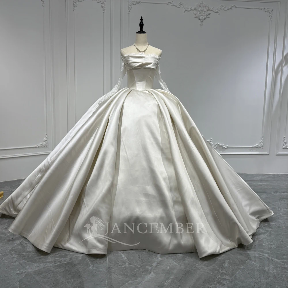 

Exquisite Boat Neck Princess Wedding Dresses Long Sleeves Ball Gown Bridal Dress Customized Wedding Gown for Bride suknia ślubn