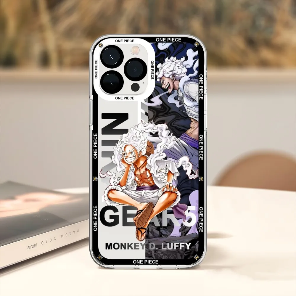 Bilibili  Anime O-ONE P-PIECE Luffy Nika Gear 5 Phone Case For iPhone 11 12 Mini 13 14 15Pro Max Transparent Shell