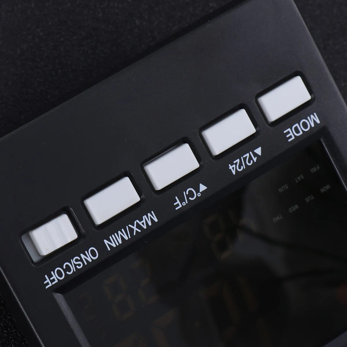 

Portable Digital Alarm Clock Black Sound Activated LED Hygrometer Thermometer Calendar Weather Travel