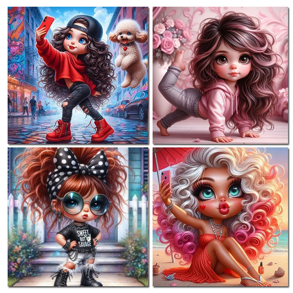 Cool Girl 5D DIY Diamond Painting Big Eyes Girl Cross Stitch Kits New 2024 Mosaic Diamond Embroidery For Home Decor