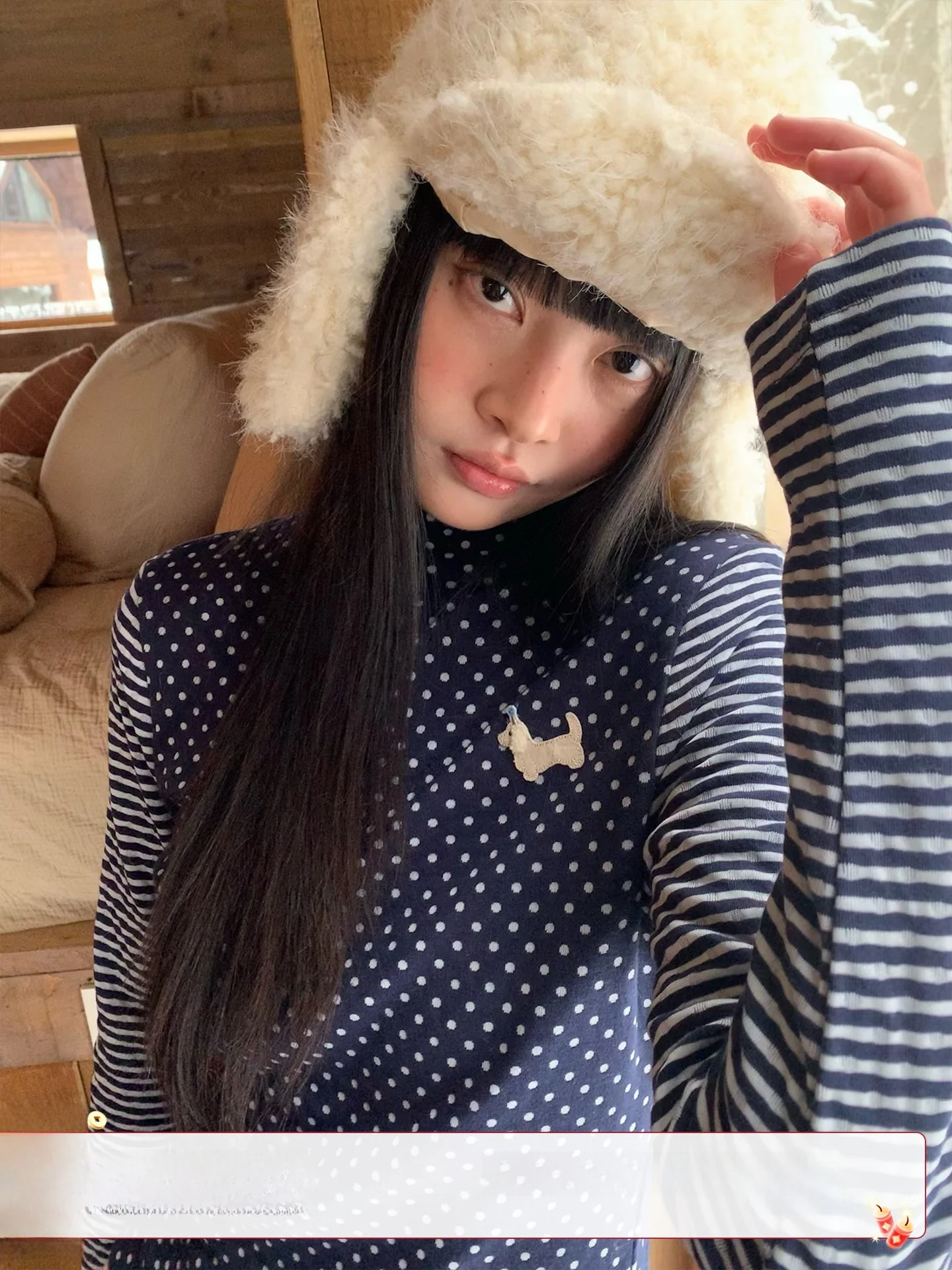 

Женская облегающая водолазка в корейском стиле с высоким воротником, в полоску, с принтом Holide Map 'Happy Little Dog', винтажная