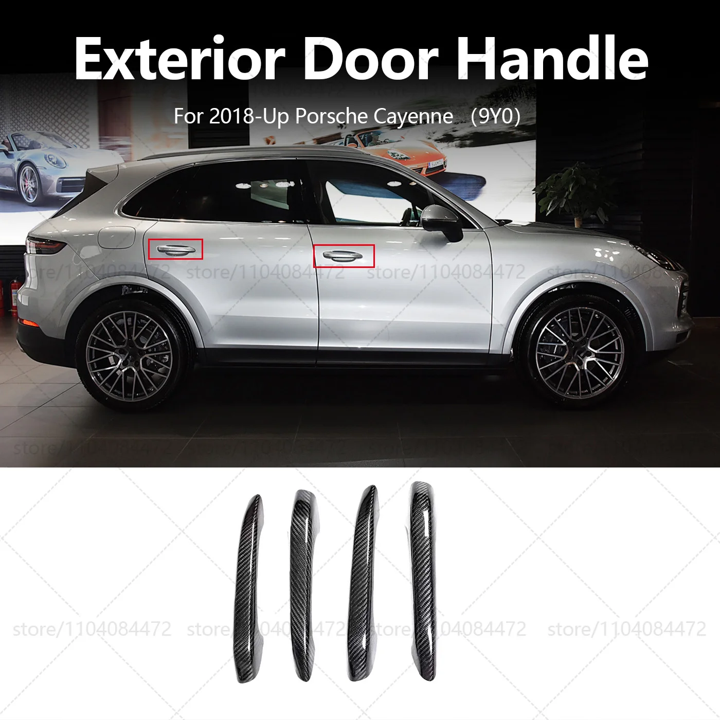 For Porsche 2018-UP Cayenne 9Y0 Car Dry Carbon Fiber  Carbon Fiber Exterior Door Handle With And Without Holes