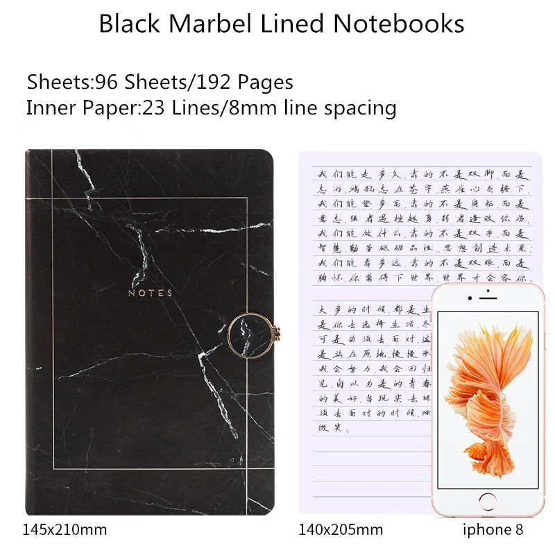 Magnetic Snap White Travel Journal For Gifts Notepad Back To School A5 Black Marble Stone Diary Planner Organizer Notebooks