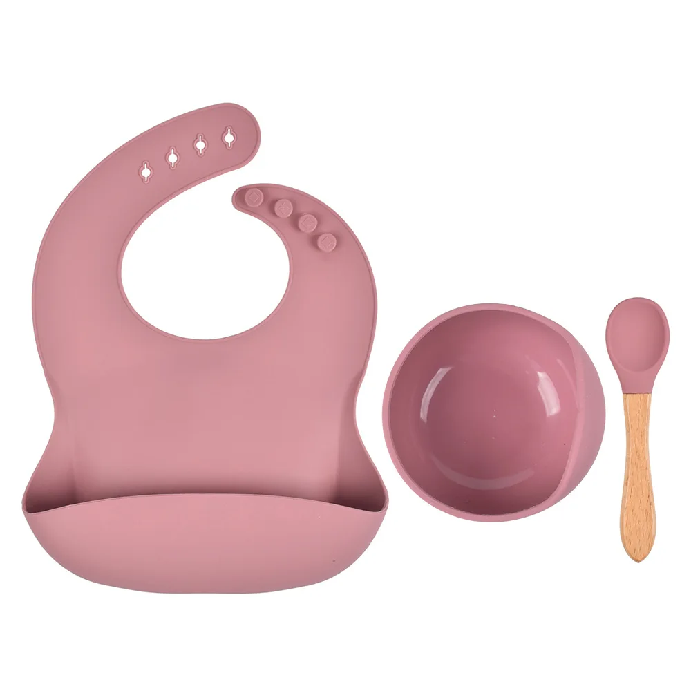 Tyry. Hu 1Set Siliconen Bib En Kom Babyvoeding Set Waterdichte Lepel Antislip Bpa Gratis Siliconen Draagbare Servies voor Childrens