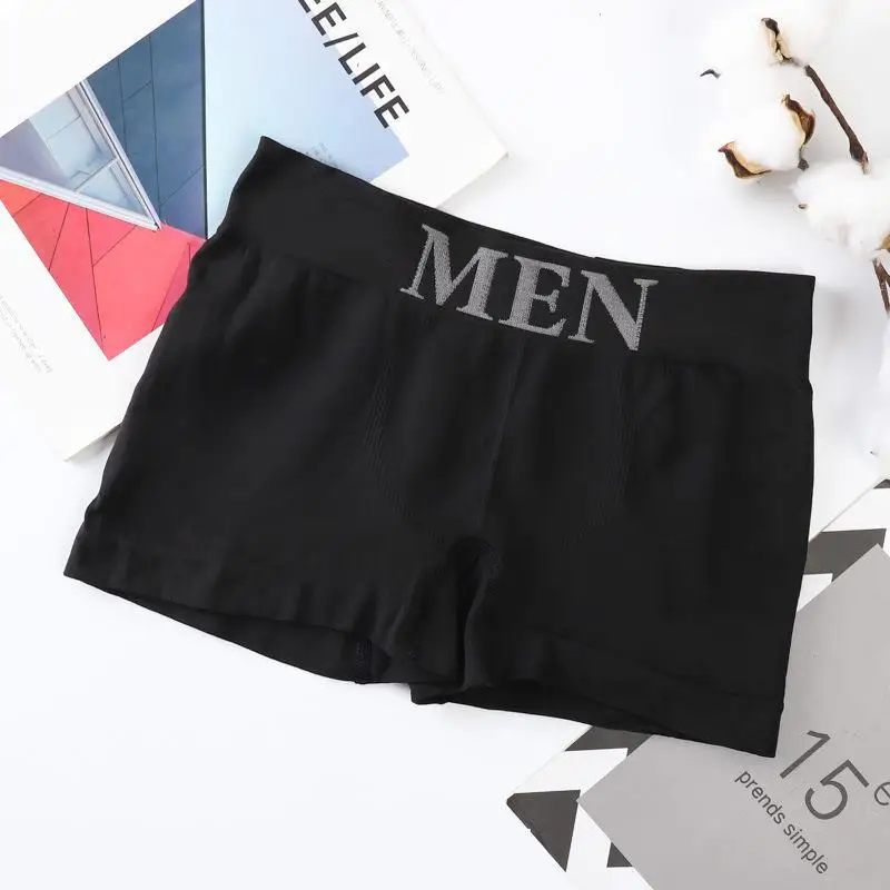 Novos homens roupa interior calças de canto plano meados de cintura esportes sem costura confortável e respirável quatro cantos boxers roupa interior