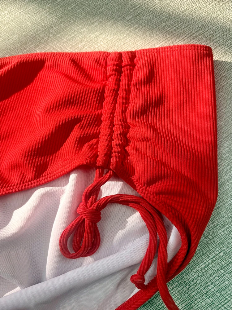 Damen-Bademode-Bikini-Set, zweiteiliger Badeanzug mit überkreuzten Krawatten, Sommer-Strandbekleidungs-Bikini-Set für Damen