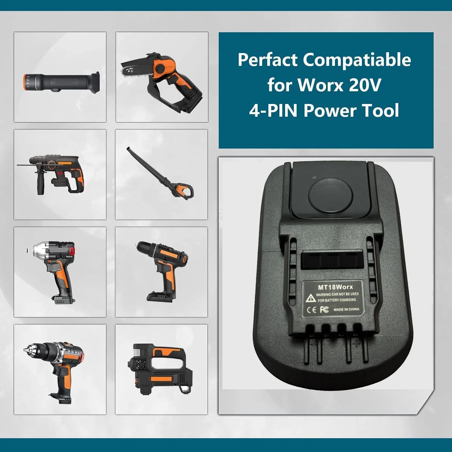 MT18Worx Battery Adapter Converter for Makita 18V Li-ion Battery Convert to For Worx 18V 4pin Lithium Battery Power Tools