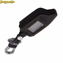 Leather Key Cover Case For Tomahawk TW9010 Two Way Alarm System LCD Remote Controller Car Alarm Keychain Key Bag Car Styling