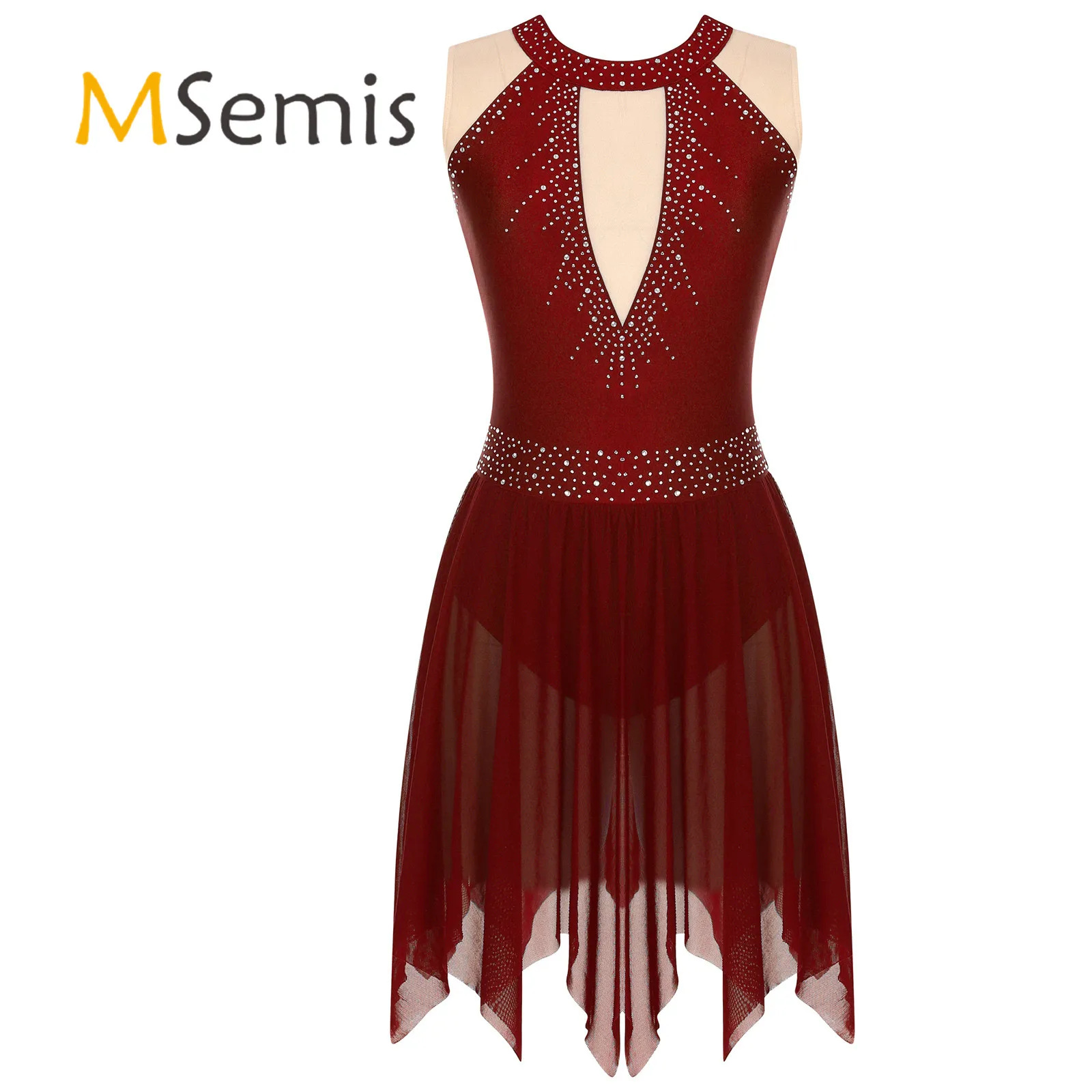 Womens Gymnastics Leotard Lyrical Ballet Dress Figure Skating Dance Dress Dance Performance Costume Glitter Dresses Dancewear