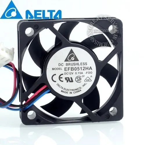 For Delta 3-wire 50*50*10mm 50mm EFB0512HA 5010 12V 0.15A 5cm  PWM speed cooling fan