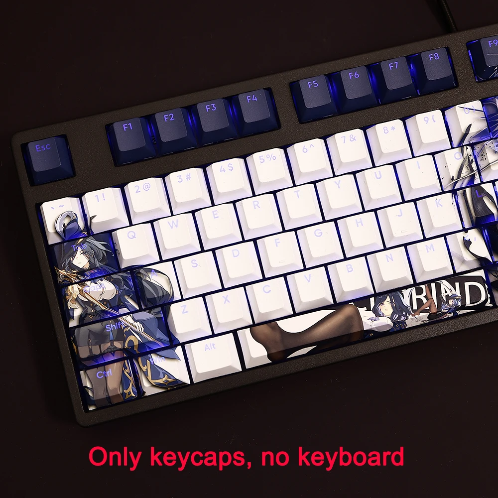 108 Keys genshin impact keycap clorinde keycaps PBT Dye ซับเบดเชอร์รีแบ็คไลท์คีย์อนิเมะสำหรับ ANSI 61 87 104รูปแบบ108