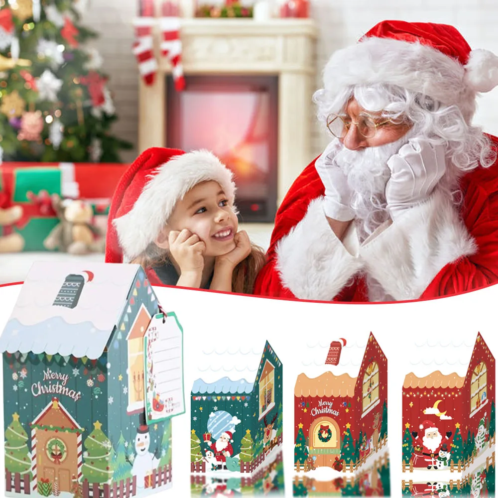 1–20 Stück Weihnachts-Lebkuchenhaus-Geschenkbox, Schneemann, Kekse, Leckerli-Boxen mit Schleife, Weihnachtsbaum, Tisch, Party-Dekoration, Zubehör