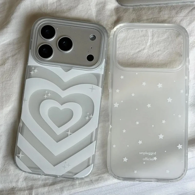 ستار الحب الكورية Ins الكرتون شفافة Y2K لطيف قضية الهاتف آيفون 17 AIR 16 15 14 13 12 11 برو XR ماكس 7 8 زائد غطاء صغير