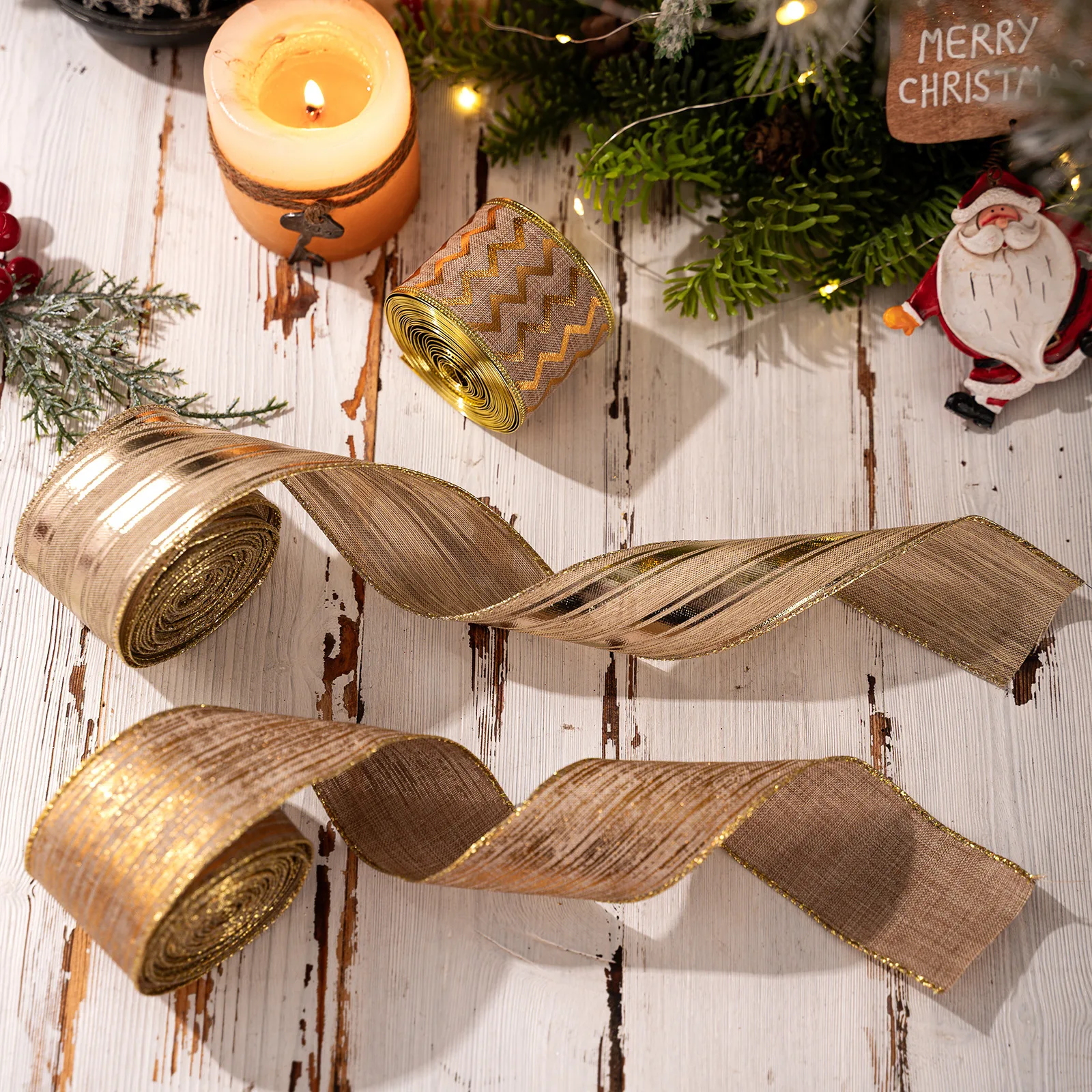 New Hot-selling Christmas Ribbon Christmas Tree Garland Decoration Ribbon Simple and Versatile Atmosphere Layout Ribbon