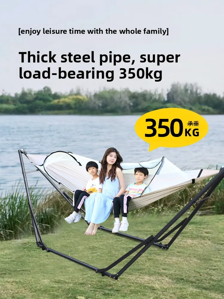 Heavy Duty Folding Hammock with Stand Anti-tip Freestanding No Tree Needed Indoor Outdoor Home Swing for Adults Kids