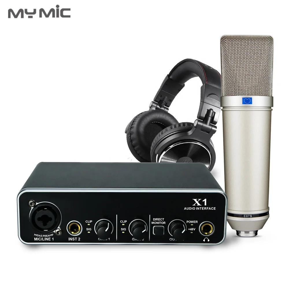 MX9 Professional studio mic equipment USB sound card headphone Condenser Large Diaphragm Microphone for Singing Room recording