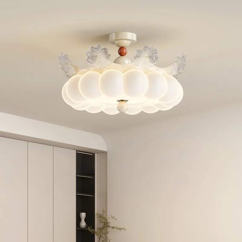 French antique bedroom light, modern minimalist creative crown flower study master bedroom ceiling light