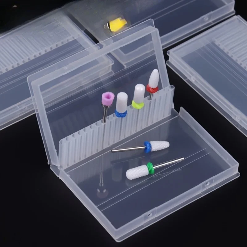 2pcs Clear Acrylic Nail Drill Bit Holder, 20-Hole Manicure Tool Organizer, Unscented Plastic Display Case for Electric Nail