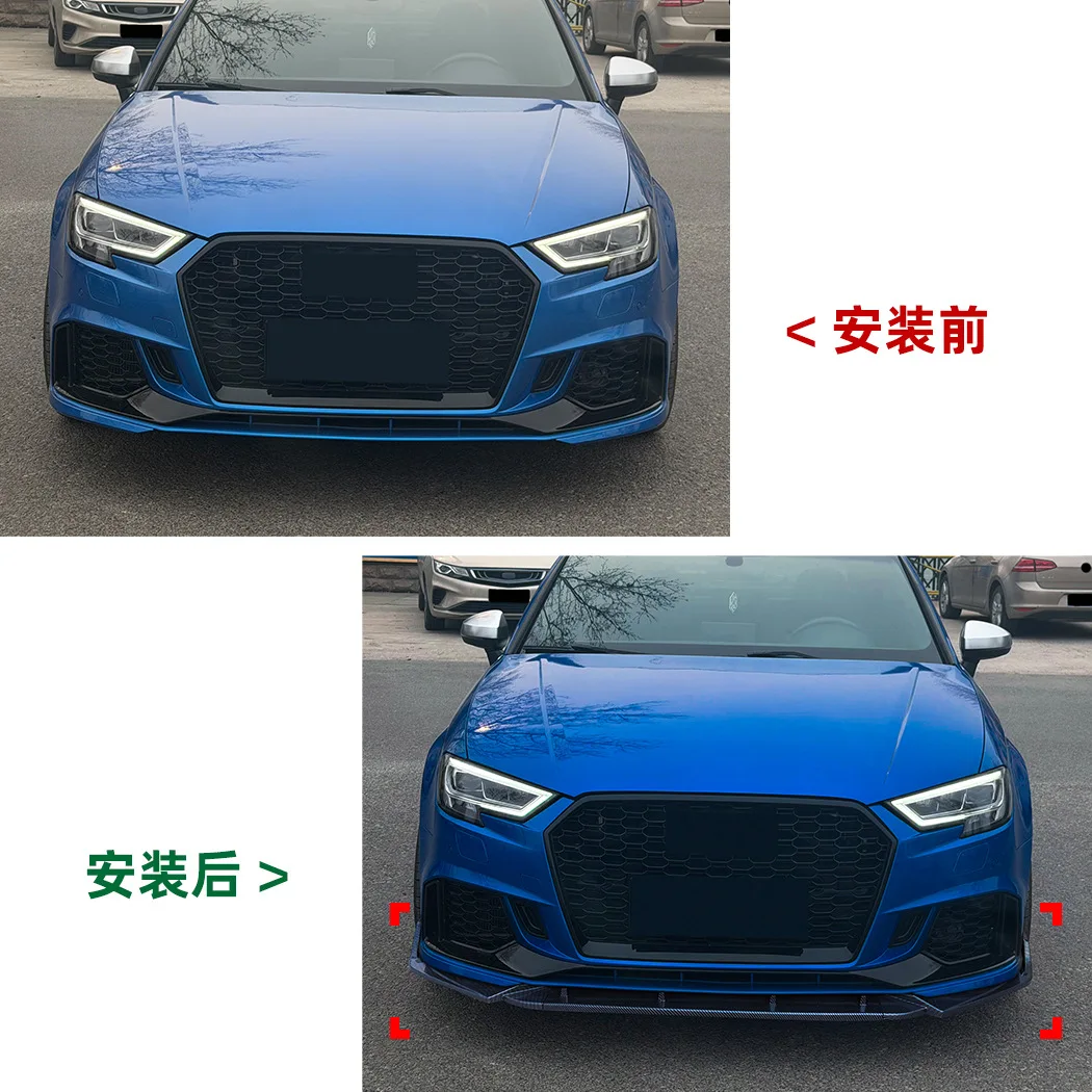 

Front Bumper Lip Spoiler Air Vent Trims Decoration for Audi RS3 8V Sedan 2017-2022 Glossy black Air Vent Cover Front Body Kits