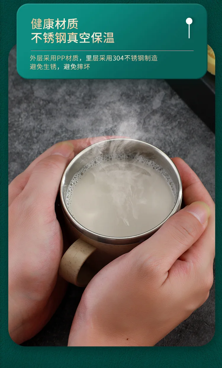 One Piece Double Layer Anti-scalding Stainless Steel Cups Kid Plastic Handle Coffee Milk Mug Luffy Water Cup Home Office Tumbler view 5