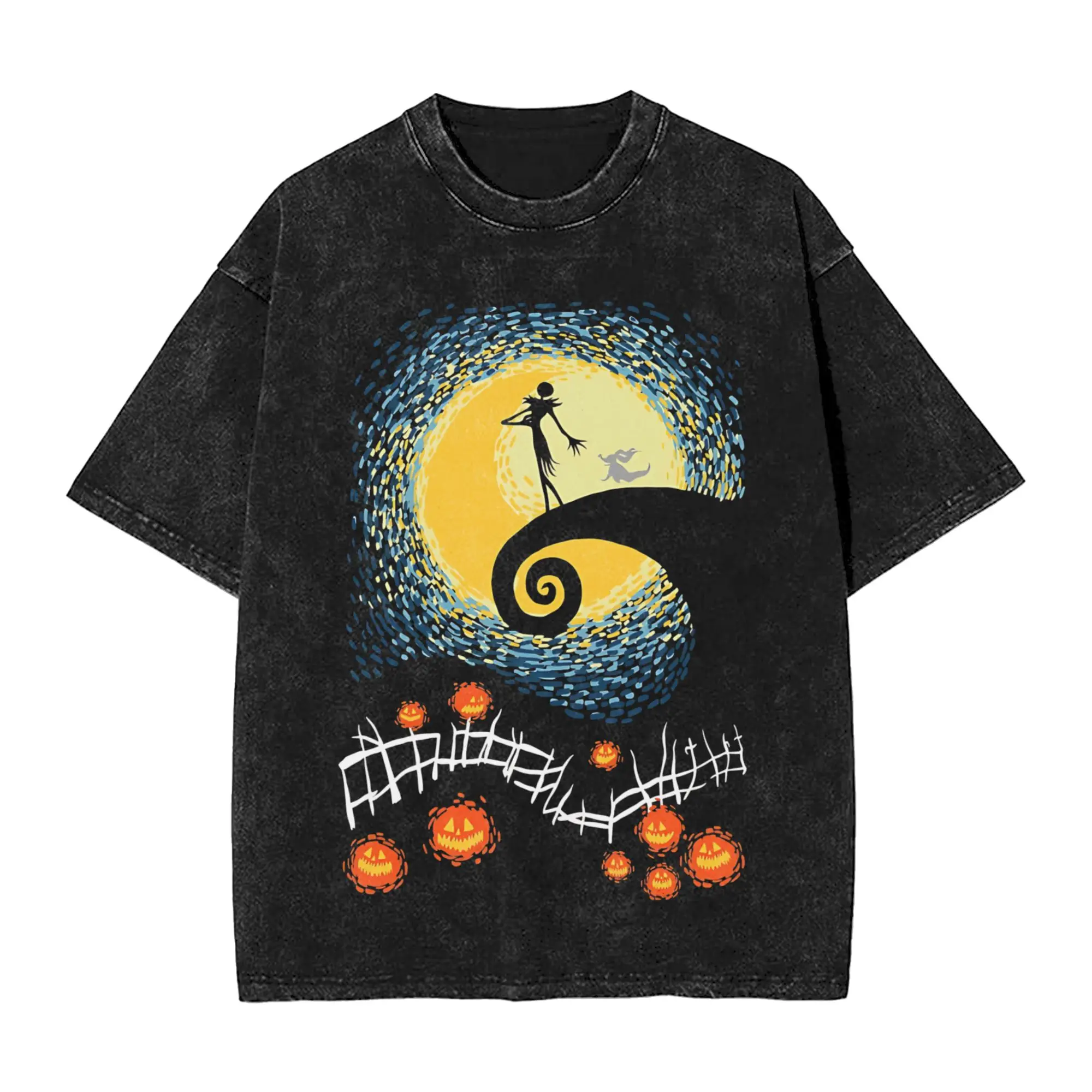 

Футболка «Звездный кошмар перед Рождеством», хлопковая футболка в стиле Харадзюку, винтажные мужские топы, уличная одежда, футболки