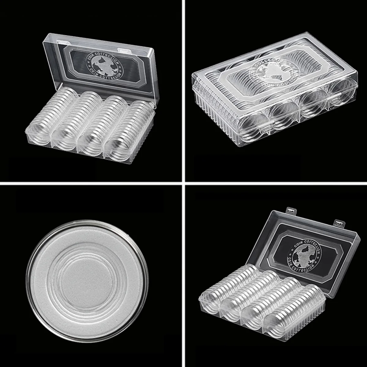 1 Juego de 60 estuches para cápsulas de monedas, caja de almacenamiento de monedas coleccionables de 41mm para contenedor de medallas de monedas conmemorativas, Protector contra el polvo
