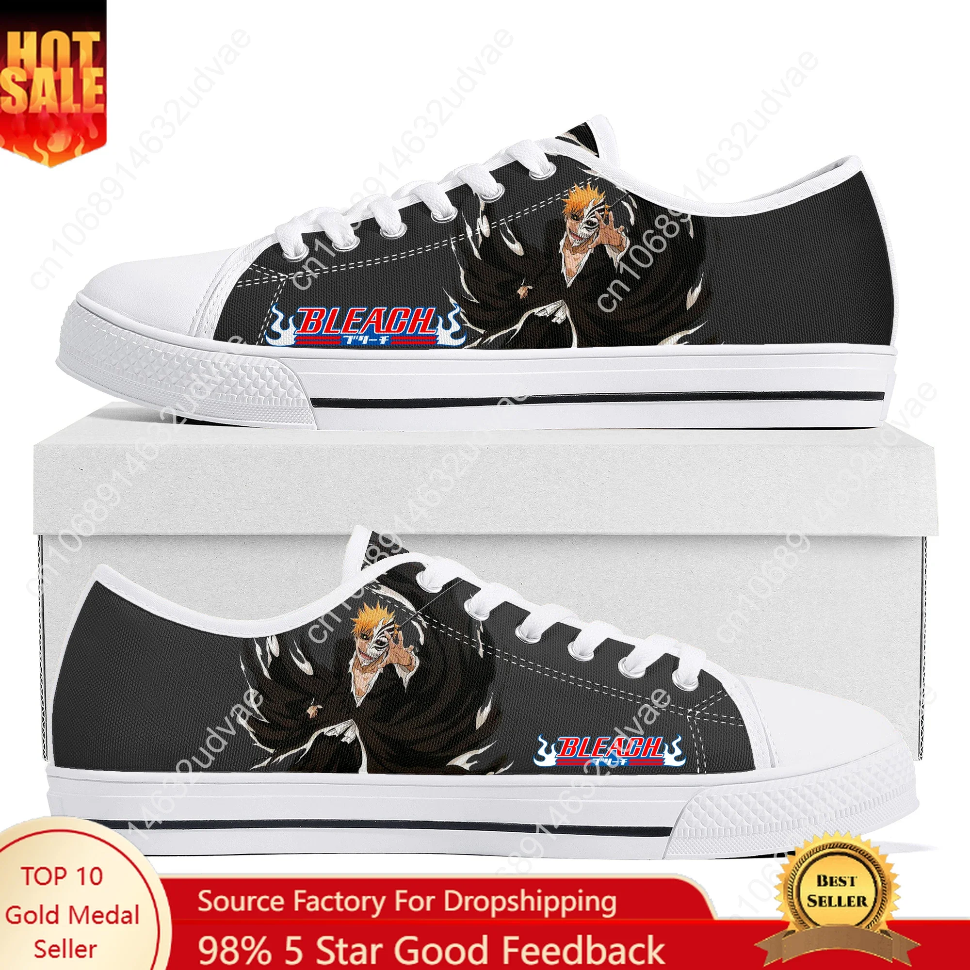 

B-BLEACH Sneakers Low Top Shoes Men Women Teenager Canvas High Quality Sneaker Casual Custom Made Shoes Customize Shoe White