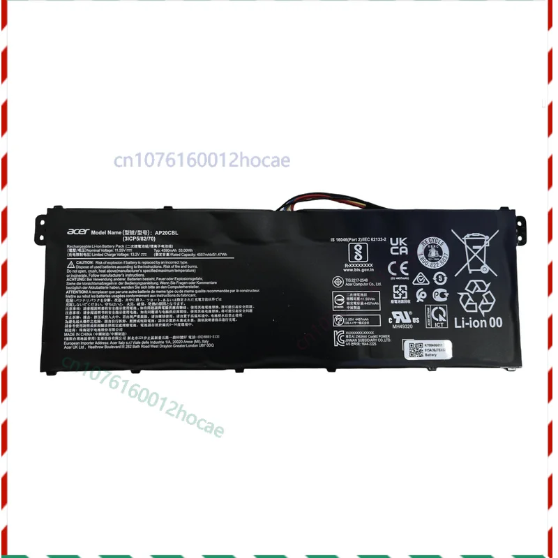 

Оригинальный аккумулятор AP20CBL KT.0030B.002 3ICP5/82/70 для Acer Aspire 5 A515-45 SF314