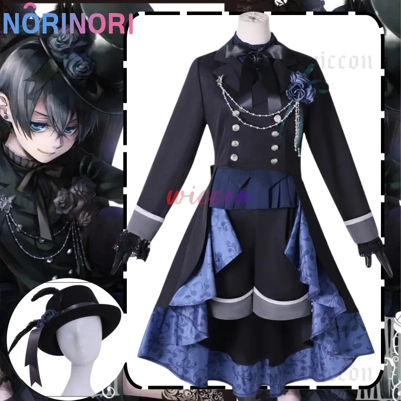Costume de majordome noir Ciel Phantomhive pour homme, ensemble complet de Costume Rose noire, Style britannique, Halloween, personnalisé